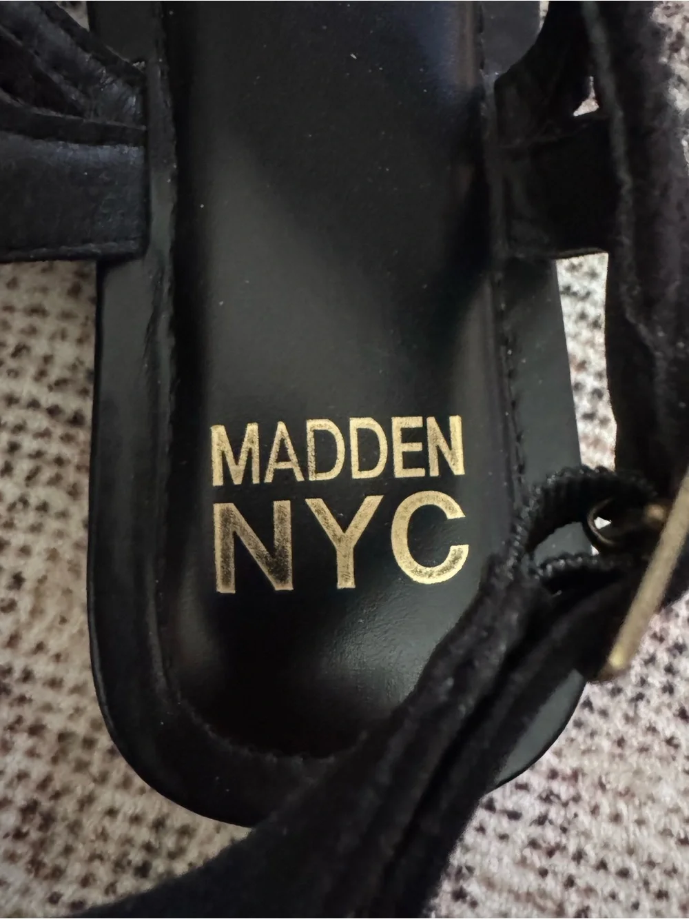 Madden NYC Black Crochet Thong Sandals with Adjustable Strap